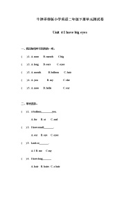 小学英语新版-牛津译林版二年级下册Unit 4 I have big eyes单元测试课堂检测