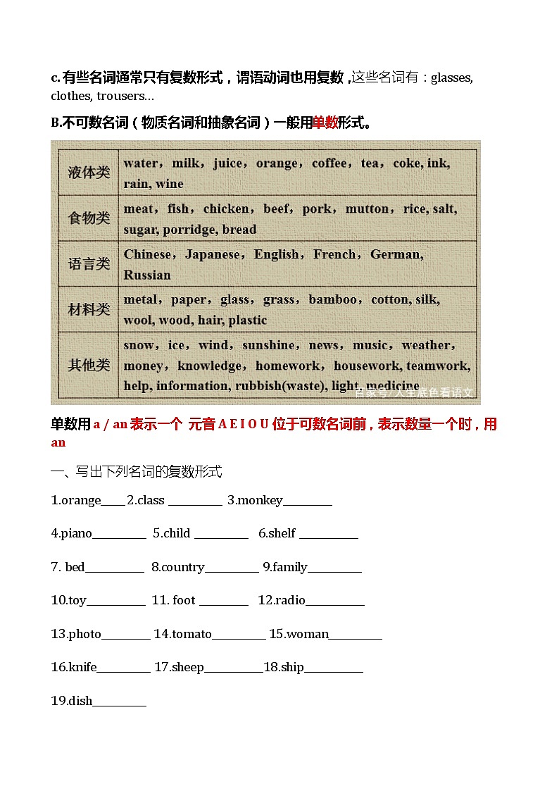 小升初英语名词变复数练习学案第2页
