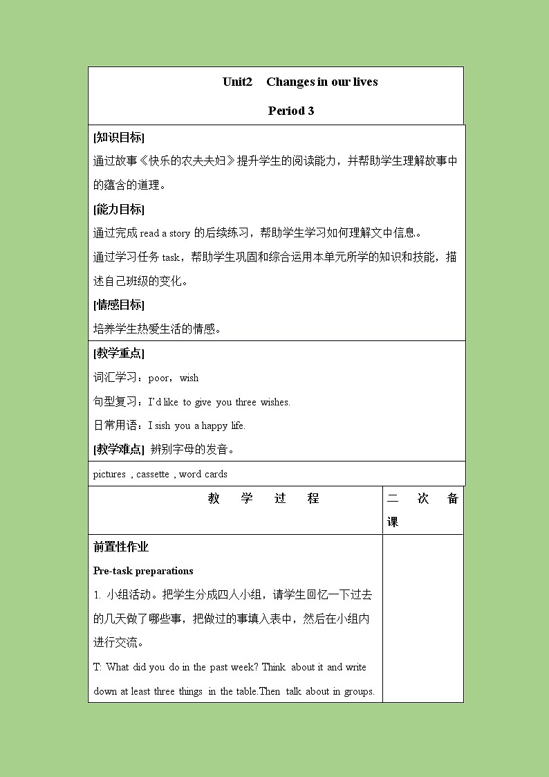 六年级下册英语教案-Module 1 Unit2  Changes in our lives 课时3 牛津上海（三起）01