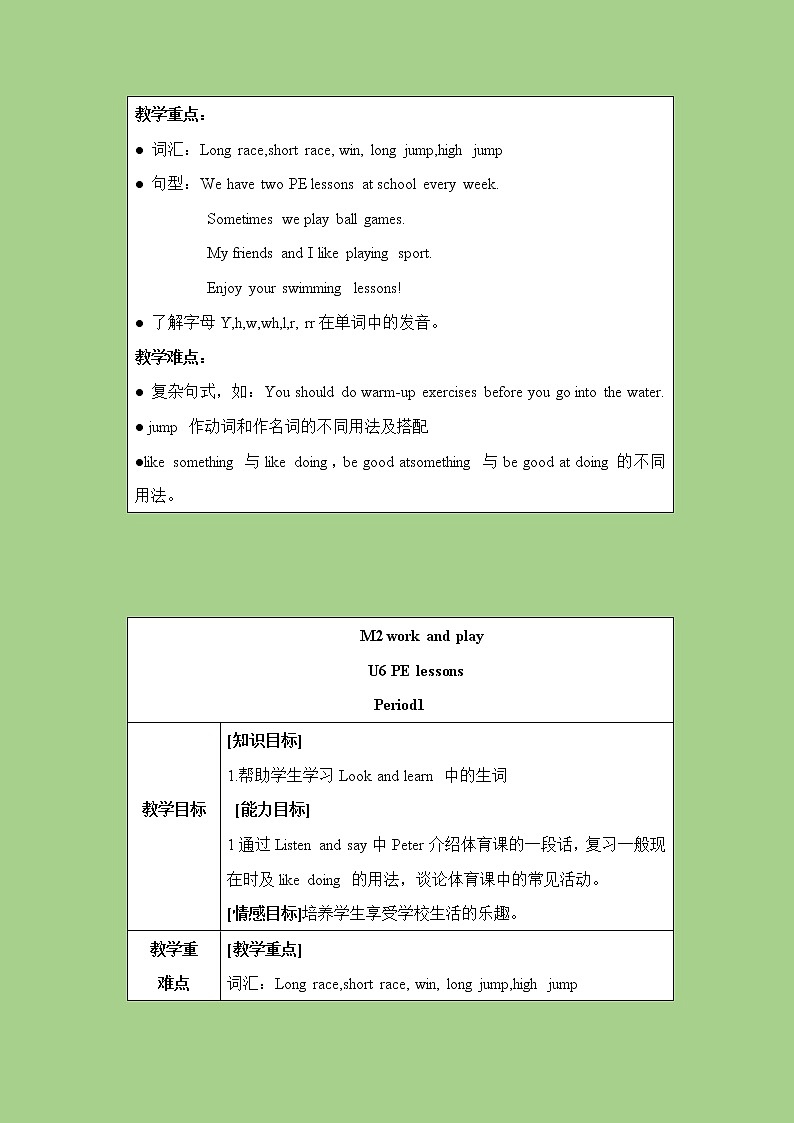 六年级下册英语教案-Module 2 Unit 6 PE lessons 课时1 牛津上海（三起）02