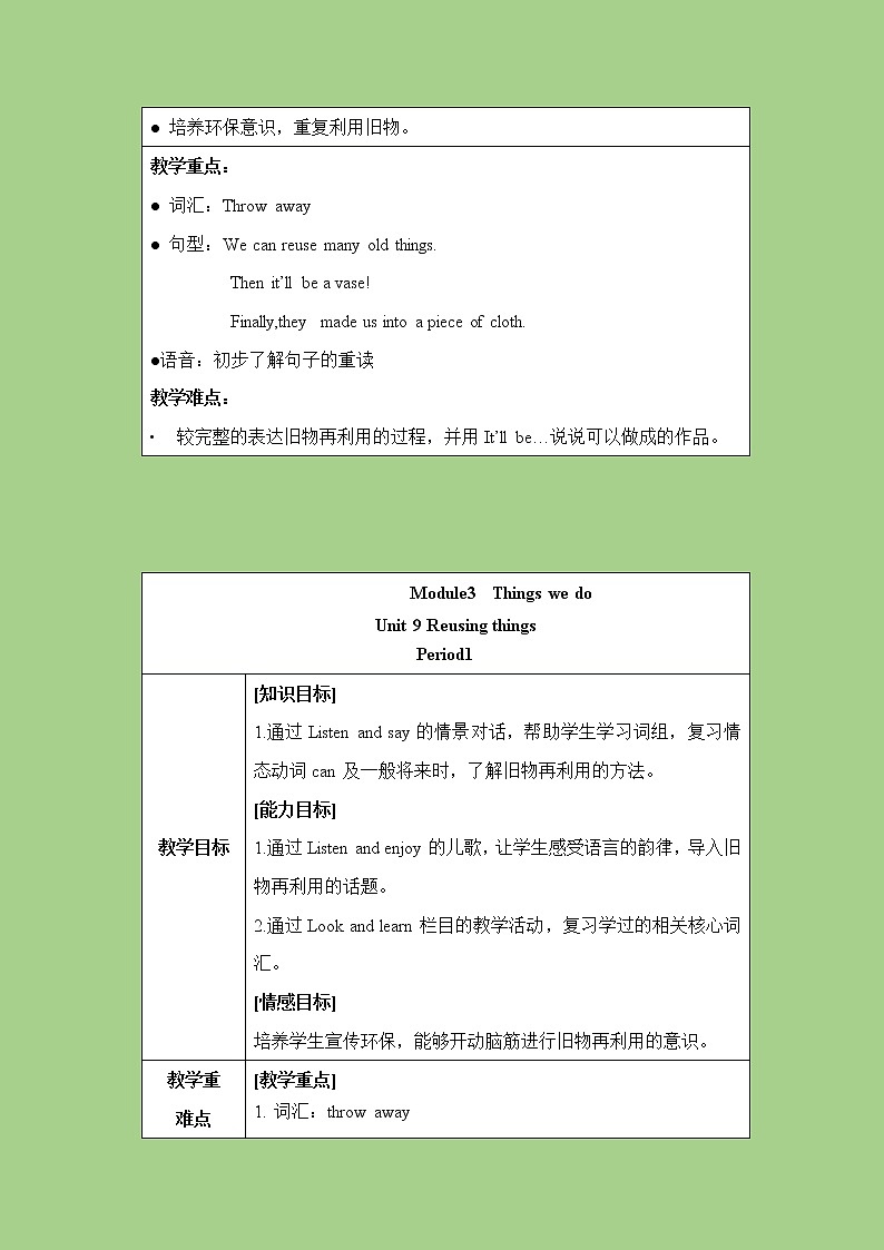 六年级下册英语教案-Module 3 Unit 9 Resuing things 课时1 牛津上海（三起）02