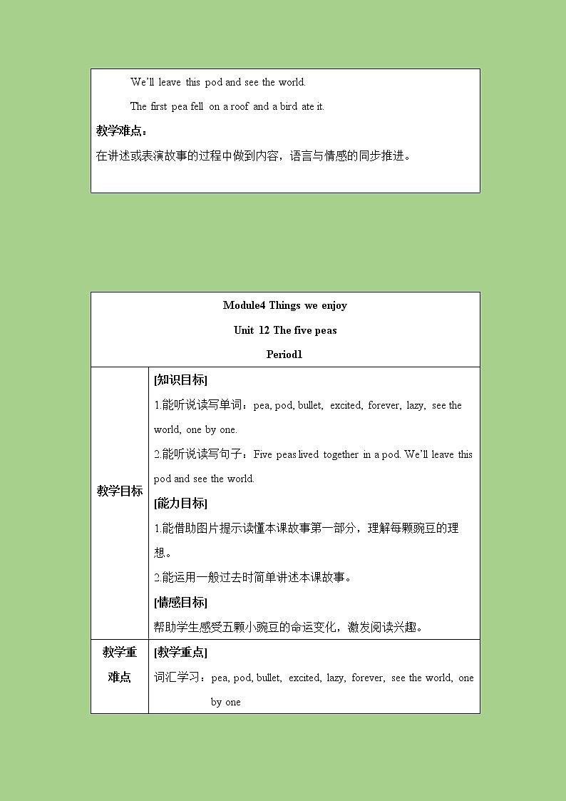 六年级下册英语教案-Module 4 Unit 12 The five peas 课时1 牛津上海（三起）02