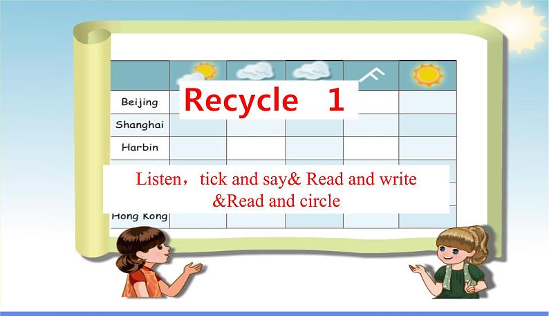 人教版 (PEP)  四年级下册  Recycle 1 Part  2【课件+音视频素材】01