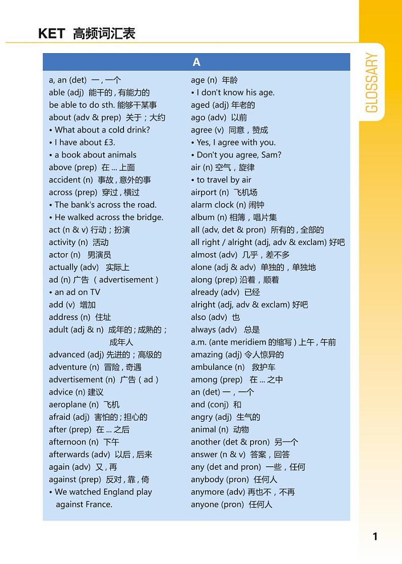 Ket考试单词学案第1页