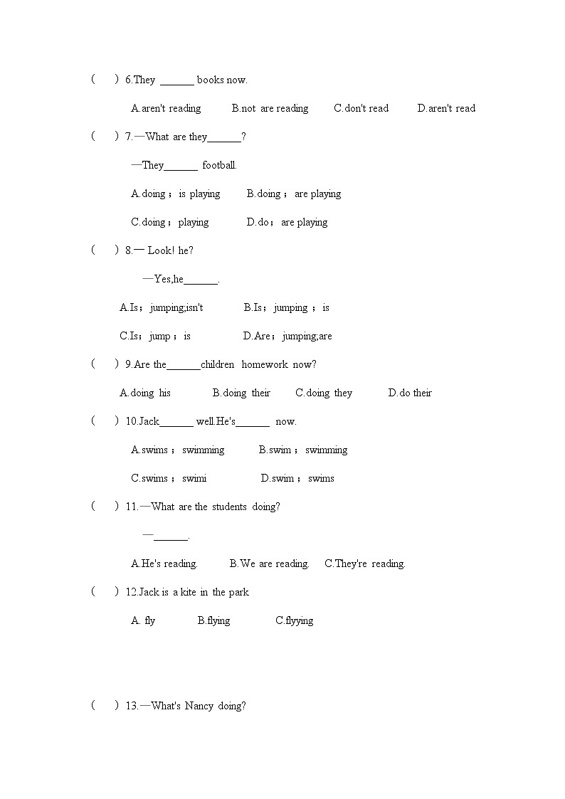 六年级下册英语试题  一般现在时、过去时、将来时和现在进行时练习  牛津译林第3页