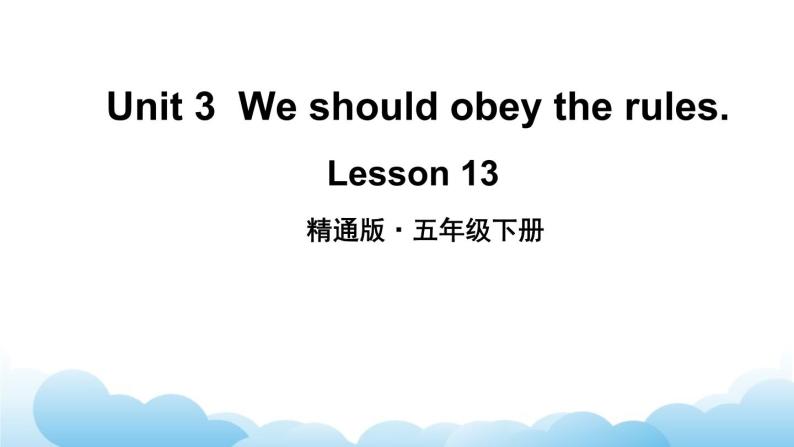 人教精通版英语五下 Unit 3 We should obey the rules Lesson 13 课件02