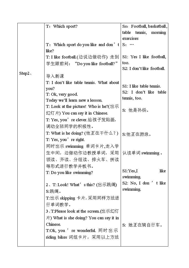M3 Unit 2  I don’t like riding my bike.教案第2页