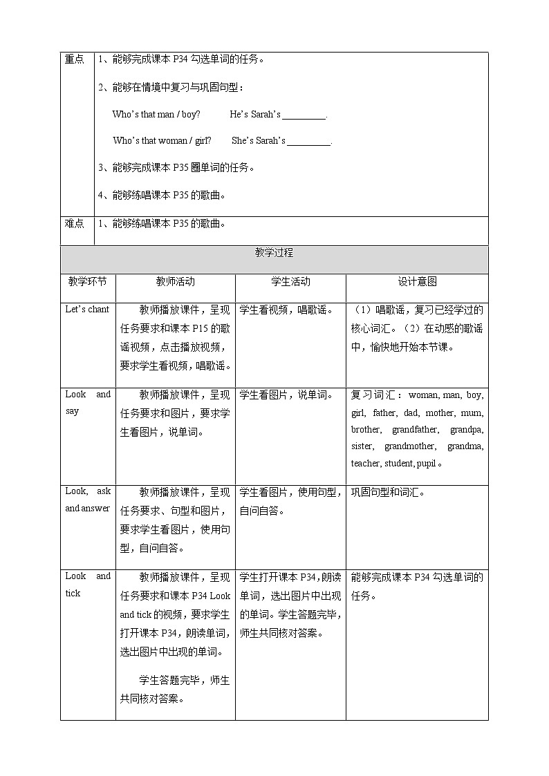 人教版（PEP）三年级下册 Recycle 1 第3课时 教案第2页