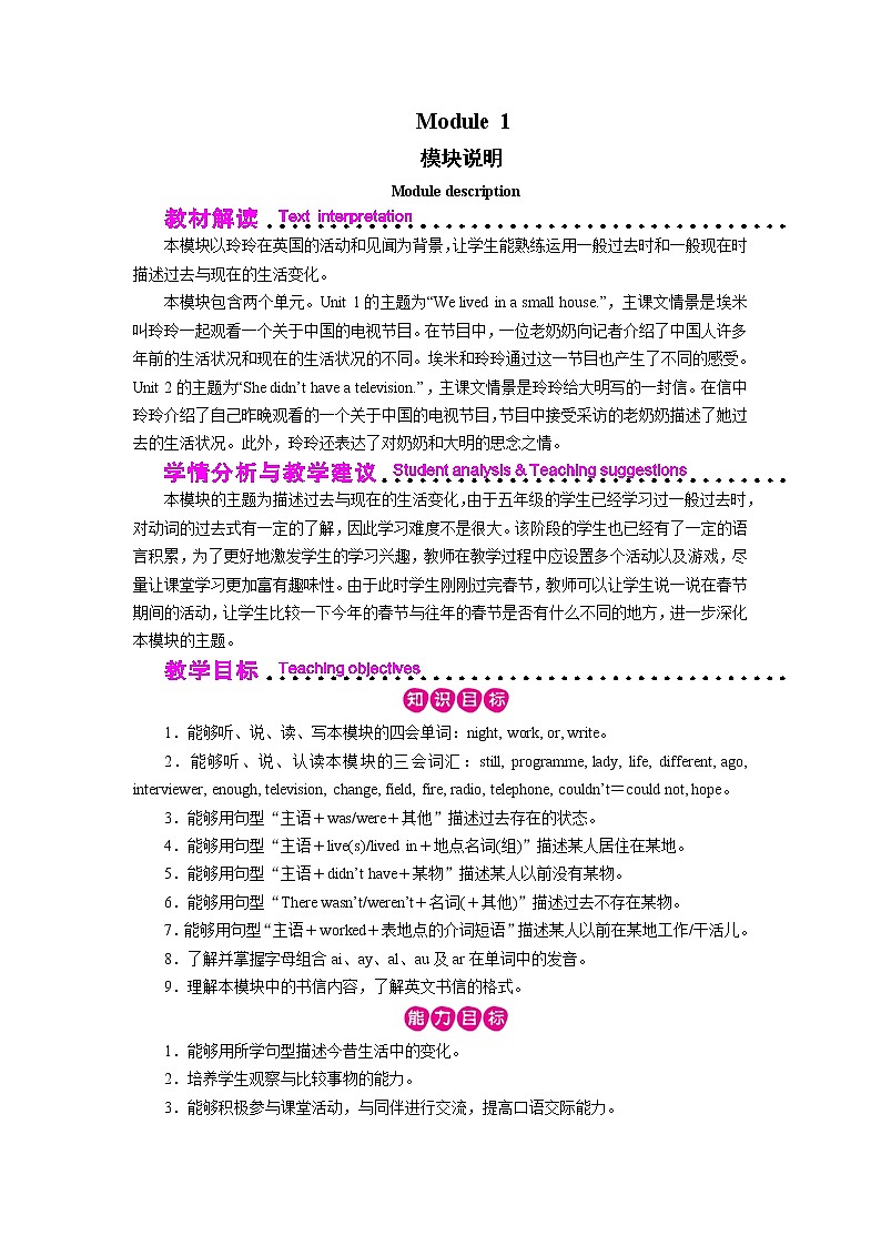 外研英语5年级下册 Module 1 Unit 1 PPT课件+教案01