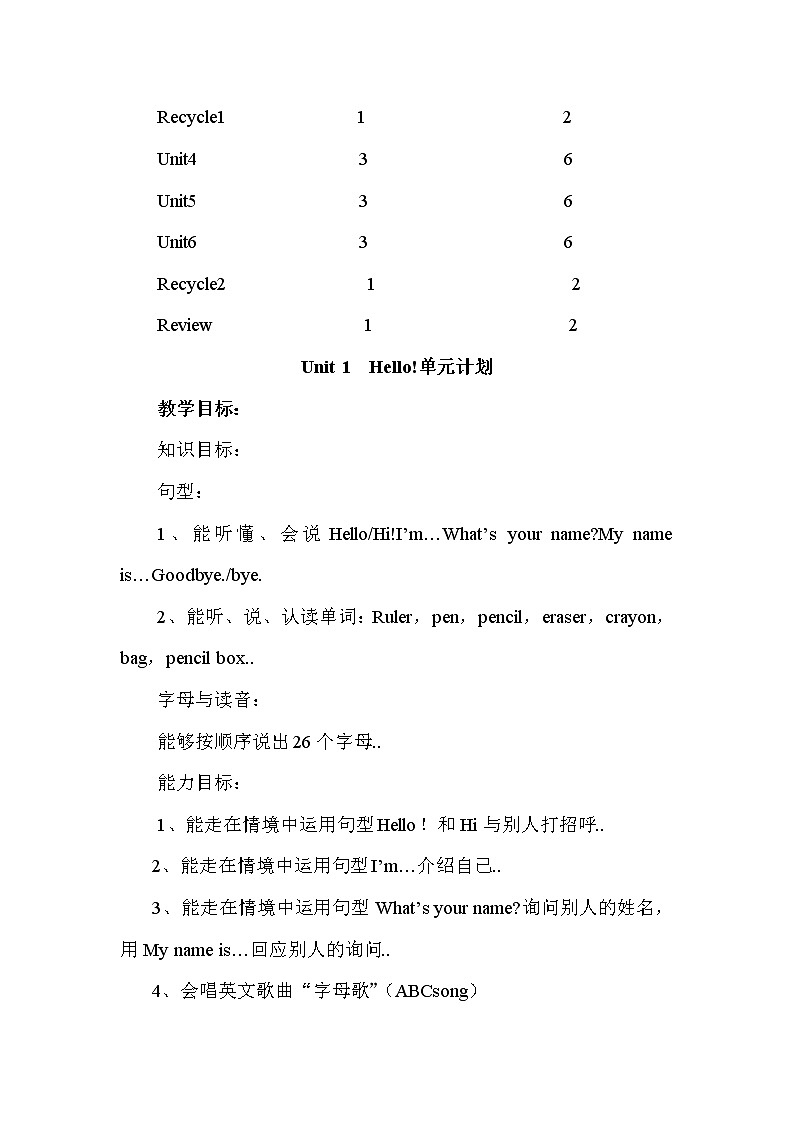 人教版英语三年级上册导学案设计Unit 1 单元教案 6第2页