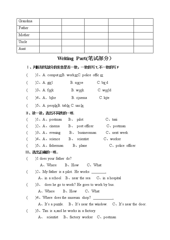 人教版英语六年级上册教案设计第五单元测试卷（含听力材料）第2页