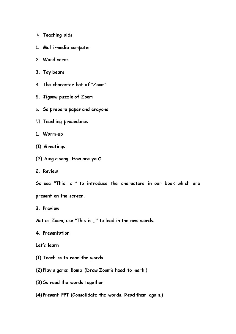 人教版三年级上册英语教案设计Unit 3 Part A 教案02