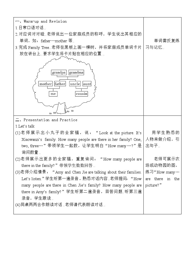 人教版英语四年级上册导学案设计Unit 6 单元教案 103