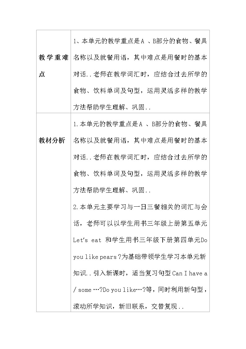 人教版英语四年级上册导学案设计Unit 5 单元教案 302