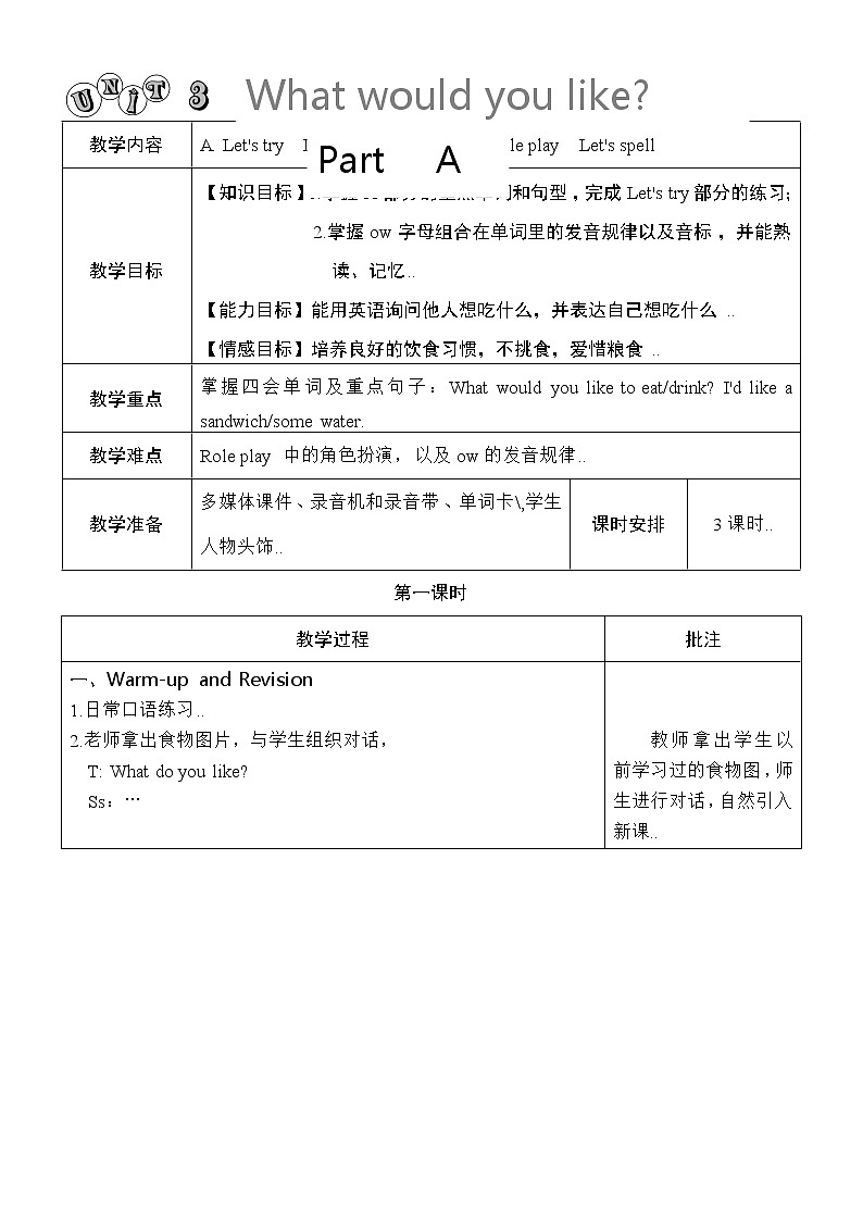 人教版英语五年级上册导教案设计Unit 3 单元教案 101