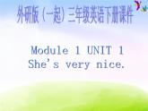外研版一起小学英语三下《Module 1Unit 1 She’s very nice.》PPT课件 (4)