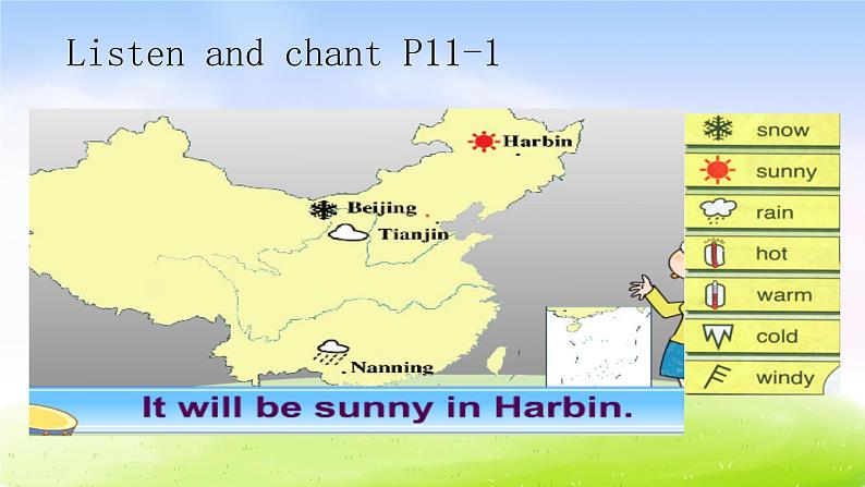 外研版一起小学英语六下《Module 2Unit 2 It will rain in Beijing.》PPT课件03