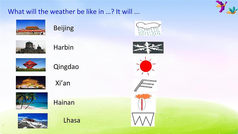 外研版一起小学英语六下《Module 2Unit 2 It will rain in Beijing.》PPT课件07