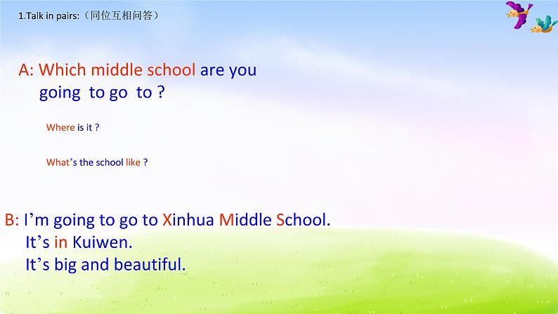 外研版一起小学英语六下《Module 10Unit 2 I’m going to Lake Middle school.》PPT课件03