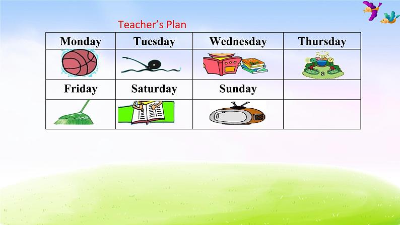 外研版一起小学英语三下《Module 5Unit 2 On Monday,I'll go swimming.》PPT 课件03