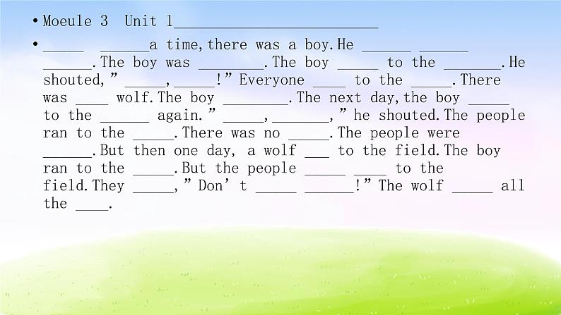 外研版一起小学英语四下《Module 3Unit 1 He shouted “ Wolf, wolf!”》PPT课件 (2)【05