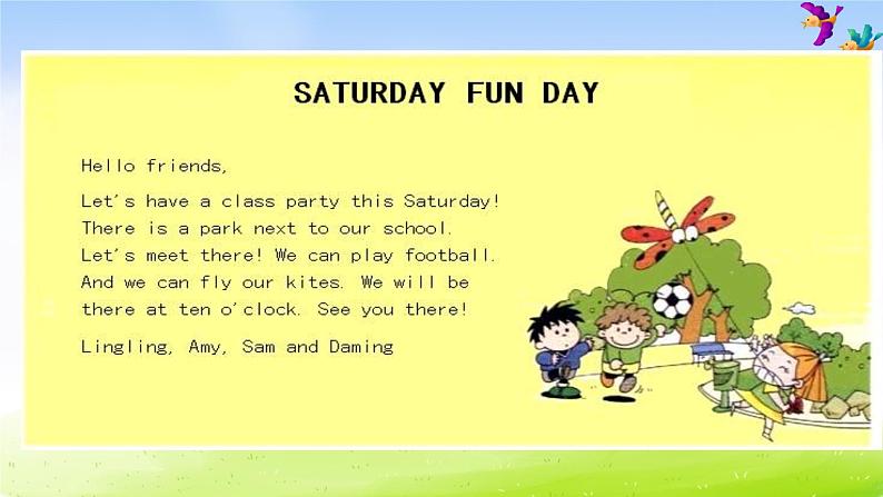 外研版一起小学英语四下《Module 6Unit 2 Let's have fun this Saturday!》PPT课件 (2)02