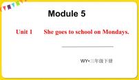 小学英语外研版 (三年级起点)三年级下册Module 5Unit 1 She goes to school on Mondays.课文内容ppt课件