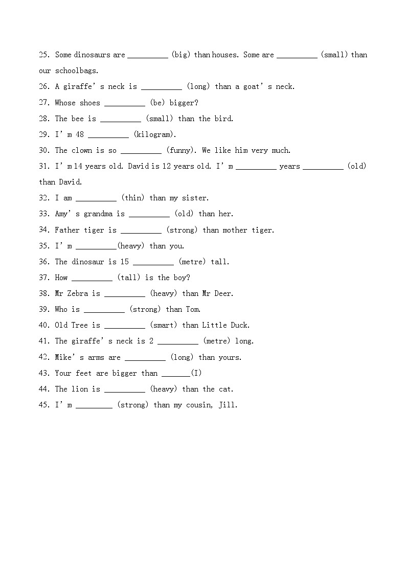 【专项集训】人教PEP版六年级英语下册第一单元词形填空题（含答案）第2页