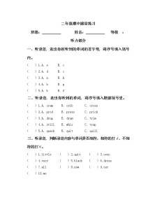 二年级英语期中随堂练习