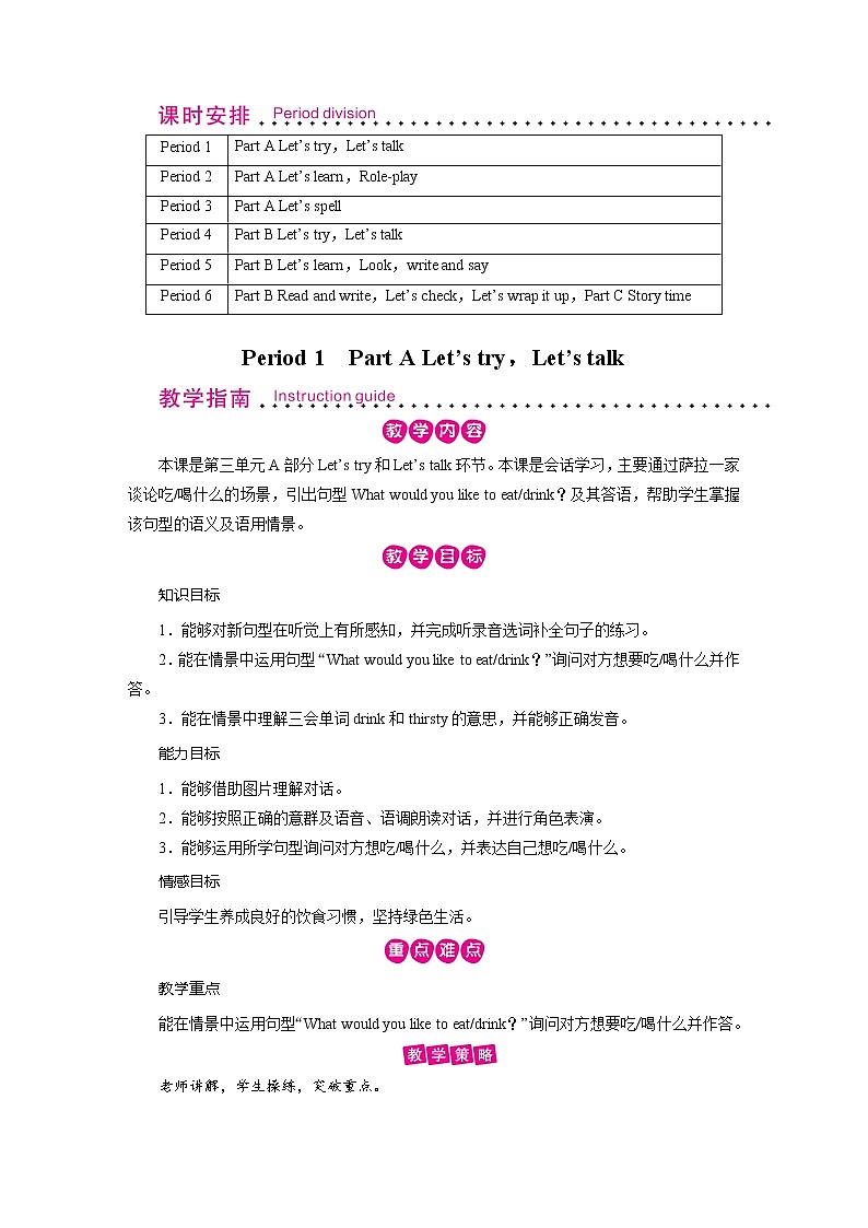 人教英语5年级上册 Unit 3 第1课时 PPT课件+教案03