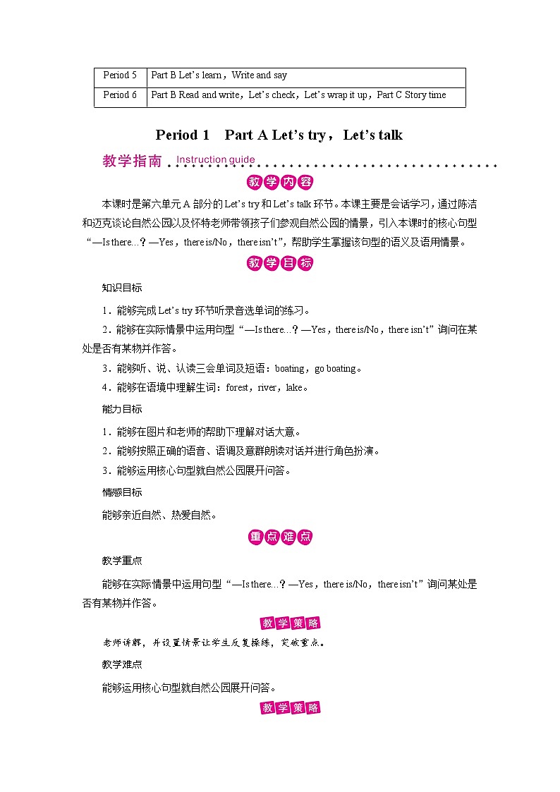 人教英语5年级上册 Unit 6 第1课时 PPT课件+教案03