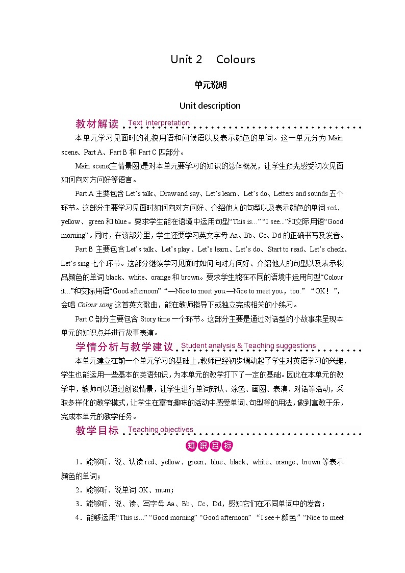 人教英语3年级上册 Unit 2 第1课时 PPT课件+教案01