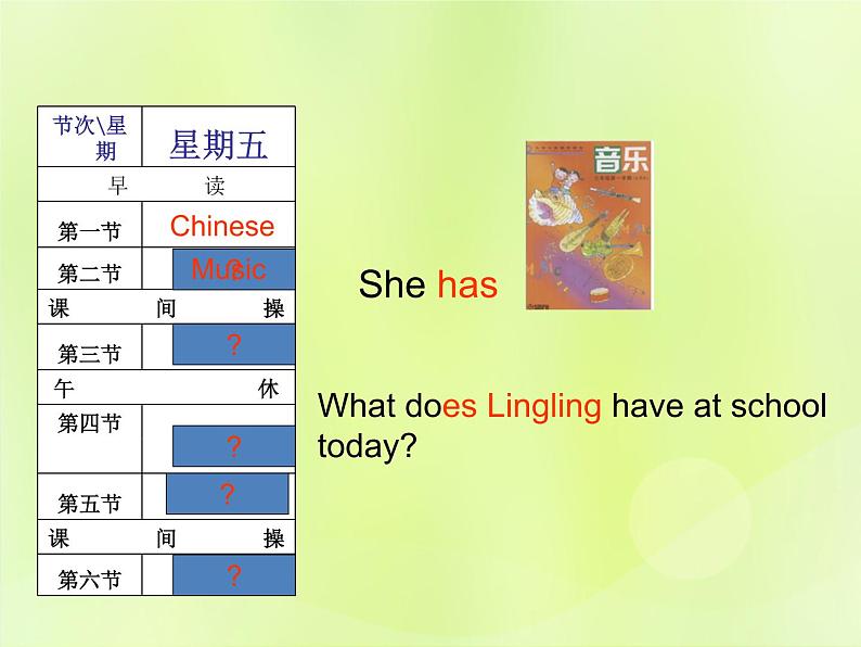 Unit 2 What does Lingling have at school？课件 外研版（三起）小学英语三下05