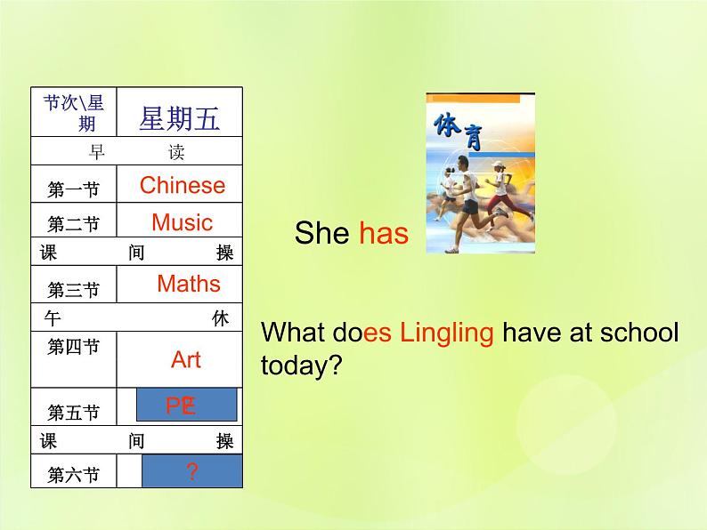 Unit 2 What does Lingling have at school？课件 外研版（三起）小学英语三下08