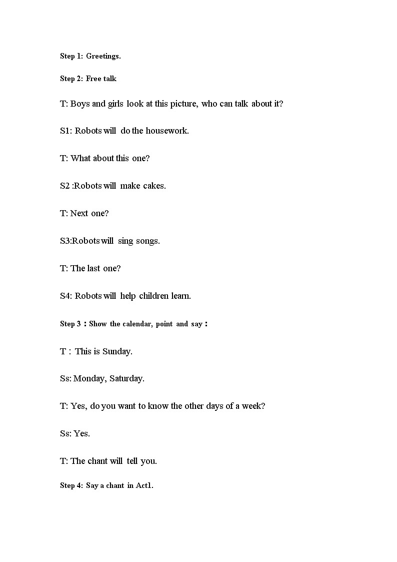 Unit 2 On Monday I’ll go swimming教案2 外研版（三起）小学英语四下第3页