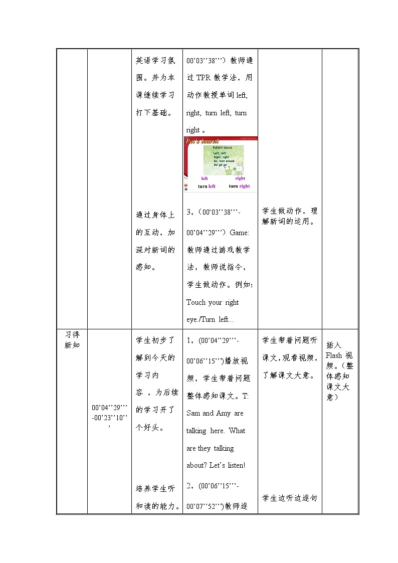 外研版（一年级起点）二年级下册Module 9 Unit 1 Turn left 教案第3页