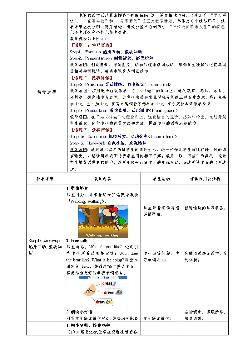 外研版（一年级起点）二年级下册Module 2 Unit 2  I 'm drawing a picture 教案第3页