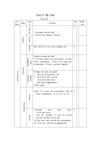 英语人教版 (PEP)Unit 1 My day Part A表格教学设计