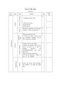 人教版 (PEP)五年级下册Unit 1 My day Part A表格教案及反思