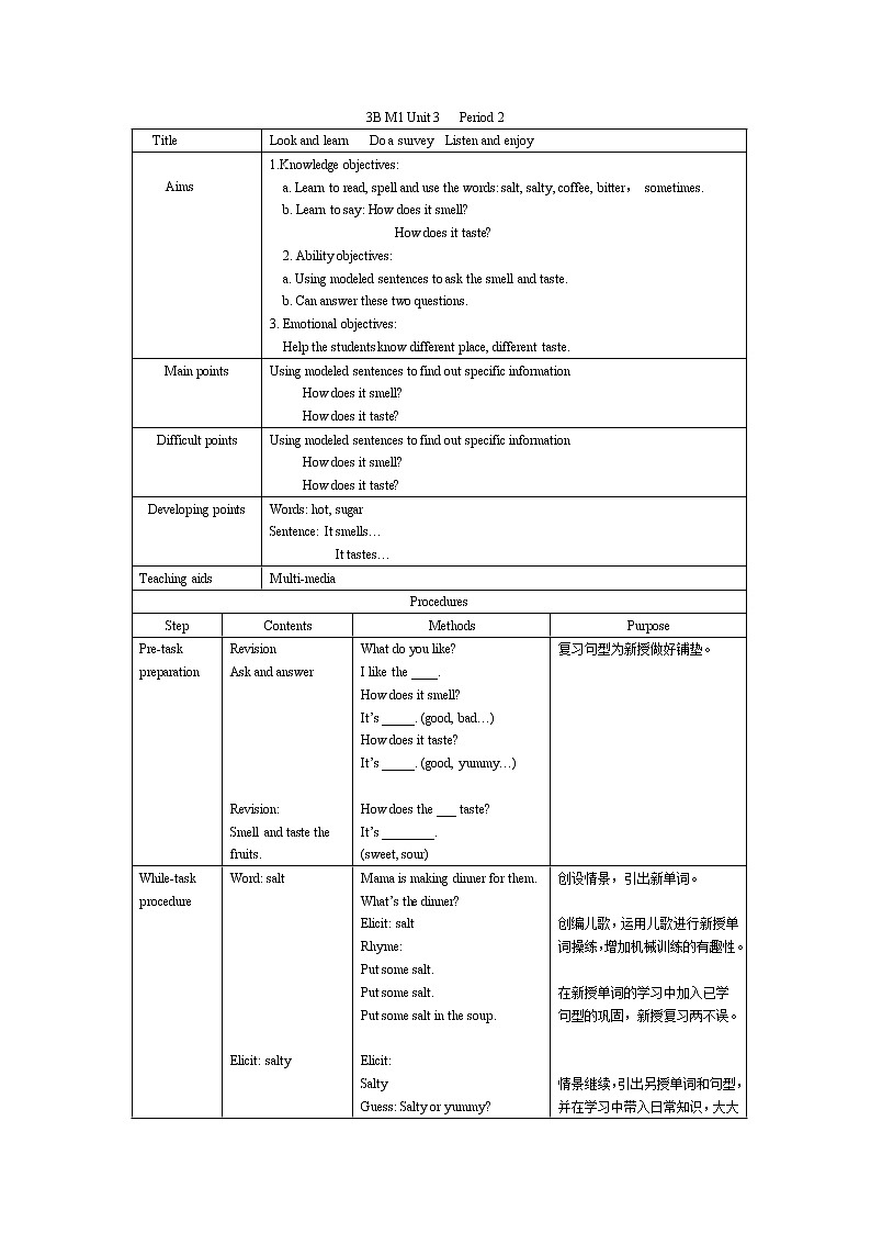 上海牛津版三下 Module 1 Unit 3 Lesson 2教案01