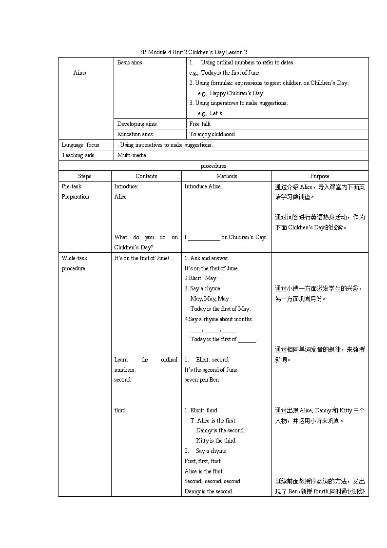 上海牛津版三下 Module 4 Unit 2 Lesson 2教案第1页