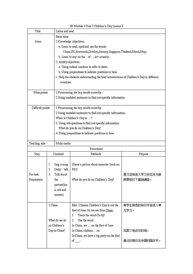 上海牛津版三下 Module 4 Unit 2 Lesson 3教案第1页