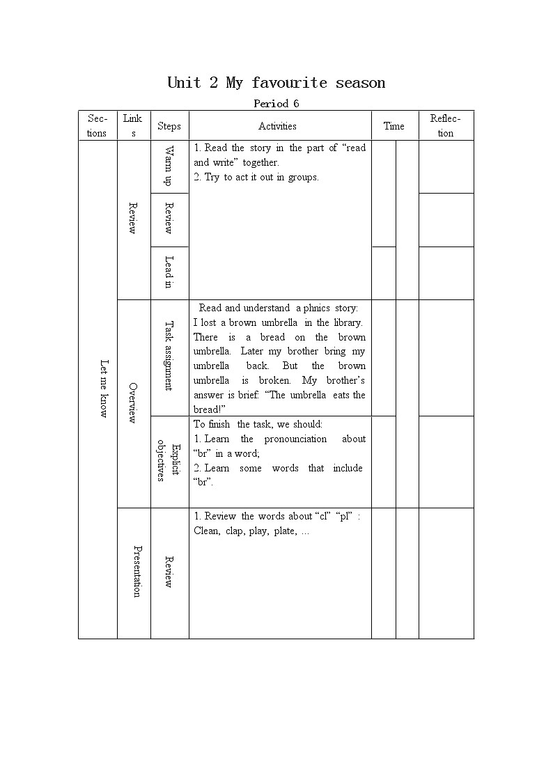Unit 2 My favourite season read and write全英文优质教案01