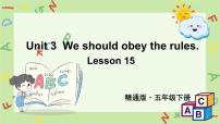 小学人教精通版Unit 3 We should obey the rules.Lesson 15课堂教学ppt课件