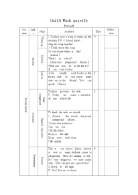 英语五年级下册Unit 6 Work quietly!  Part B表格教案设计