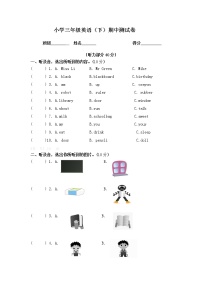 译林苏教版小学三年级英语下册期中试卷