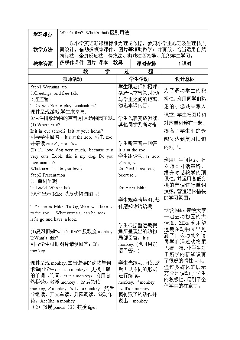 PEP三上 Unit 4 We love animals. 教学设计02