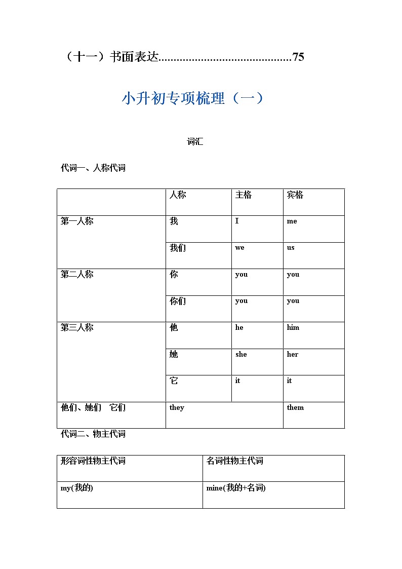 2021小升初英语专项复习梳理第2页