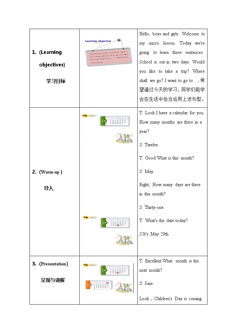 人教精通版（三年级起点）Unit6Wouldyouliketotakeatrip？(Lesson31) 四年级下册英语教案第2页