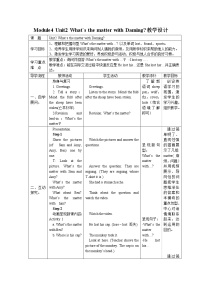 五年级上册Unit 2 What’s the matter with Daming?教案设计